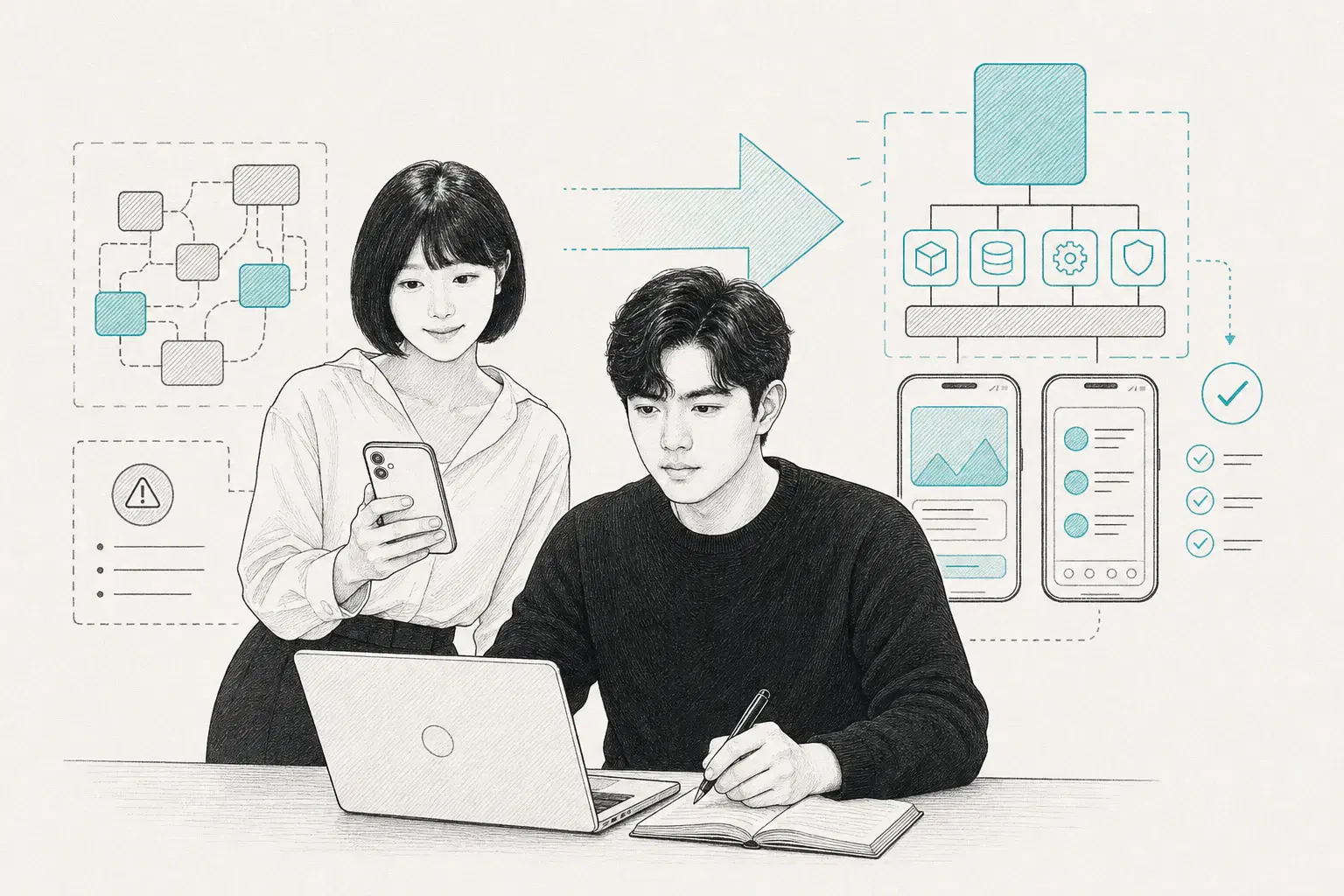가방끈 모바일앱을 최신 Flutter 환경으로 이전하고 검증하는 장면