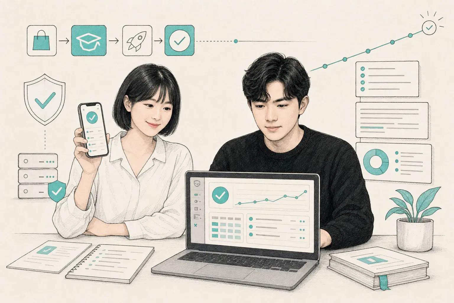 가방끈 모바일앱의 안정적인 배포와 운영 상태를 함께 확인하는 장면
